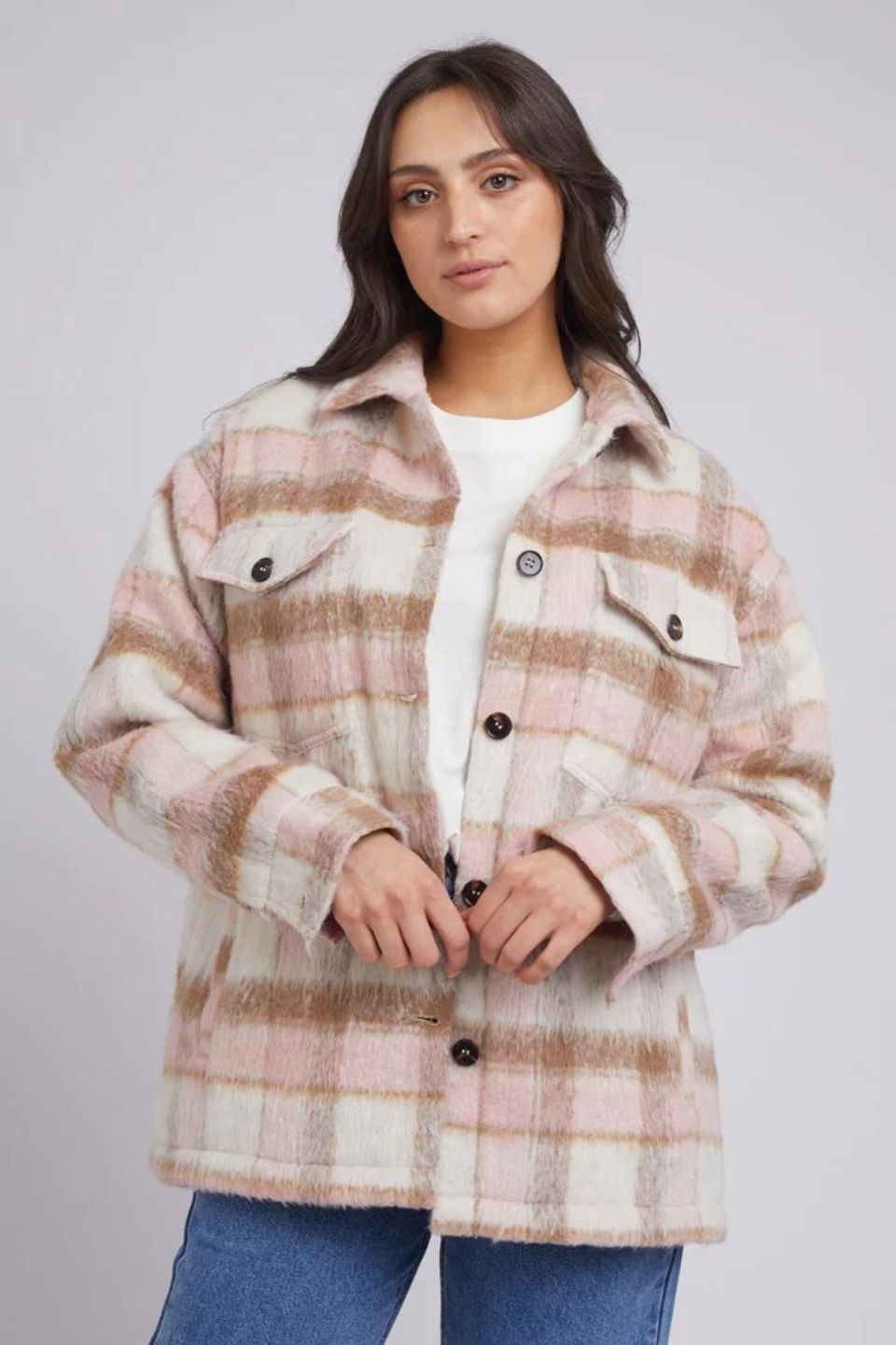 Nina Pink Check Shacket-VibeCloset