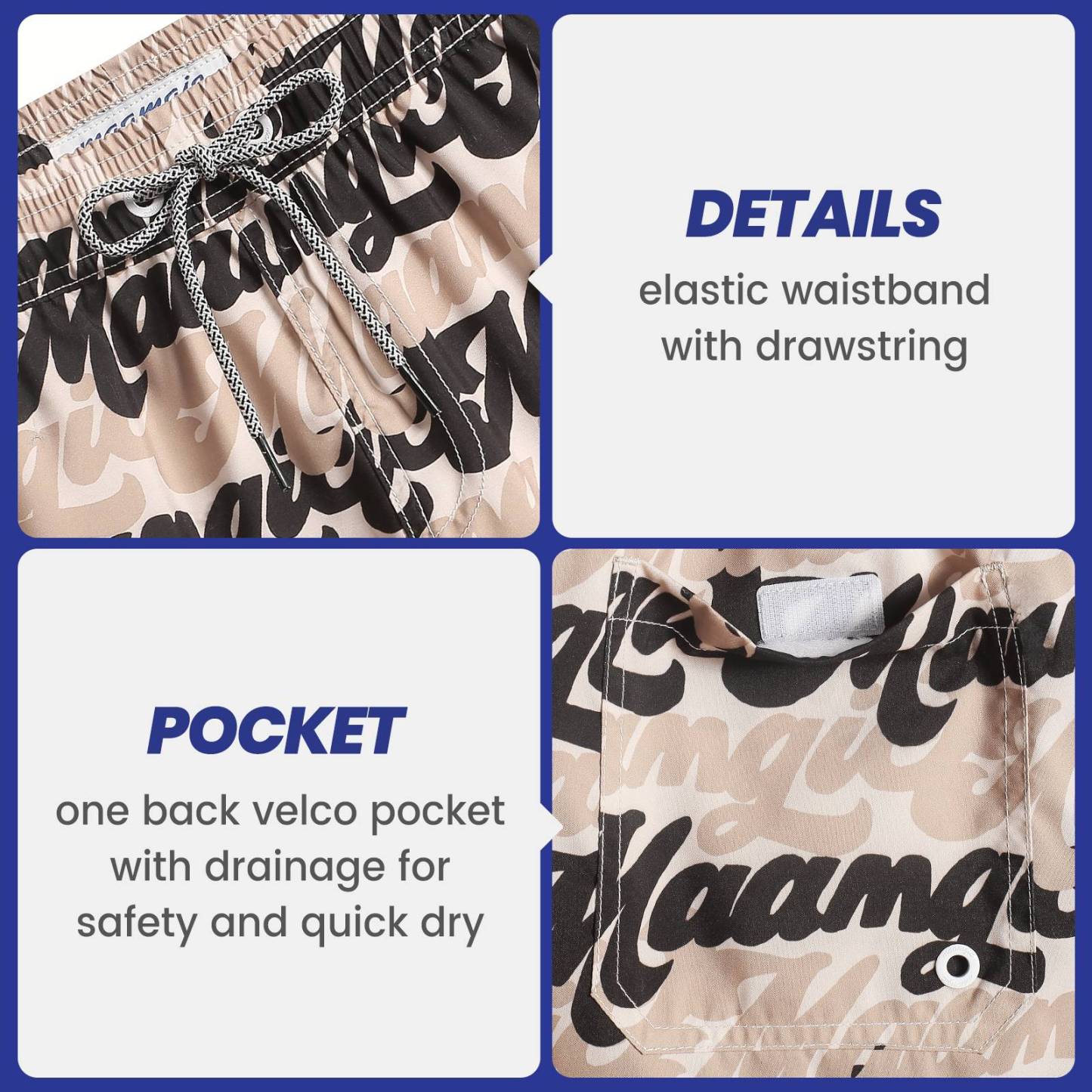 🩳⛱5.5 Inch Inseam Coffee Swim Trunks-VibeCloset