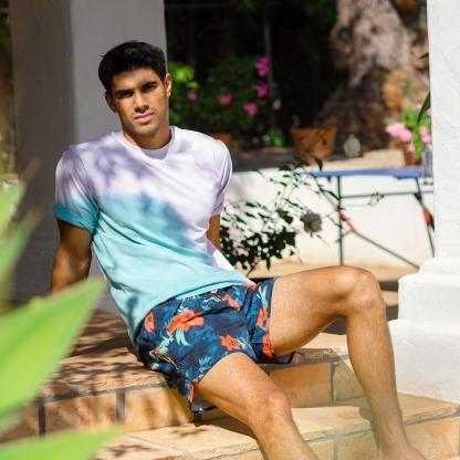 4.5 Inch Inseam Vintage Stretch Red Floral Swim Trunks-VibeCloset