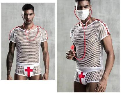 Men's White Mesh Doctor Love Bedroom Costume-SexBodyShop