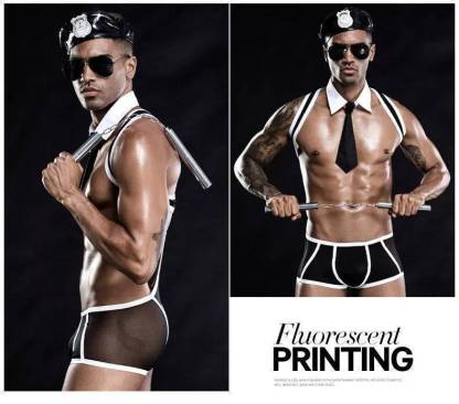 Men's Black&White Cool Instructor  Costume&Nunchakus&Sunglasses-SexBodyShop