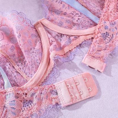 Pink&Purple lace Strappy Bra&Garted Set-SexBodyShop