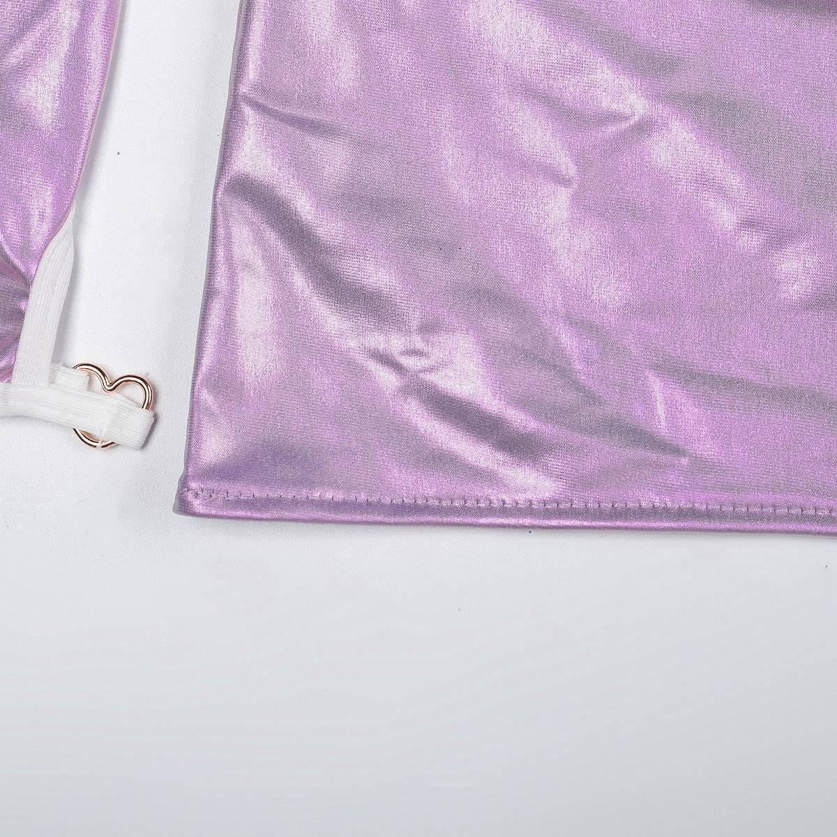 Especial Neon Purple Vinyl Bra&Panty skirt Set-SexBodyShop