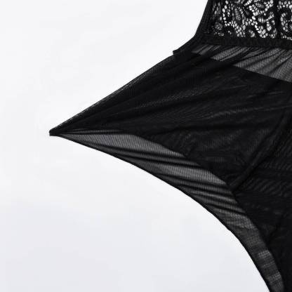 Black Lace Lingerie Deep V Neck Teddy-SexBodyShop