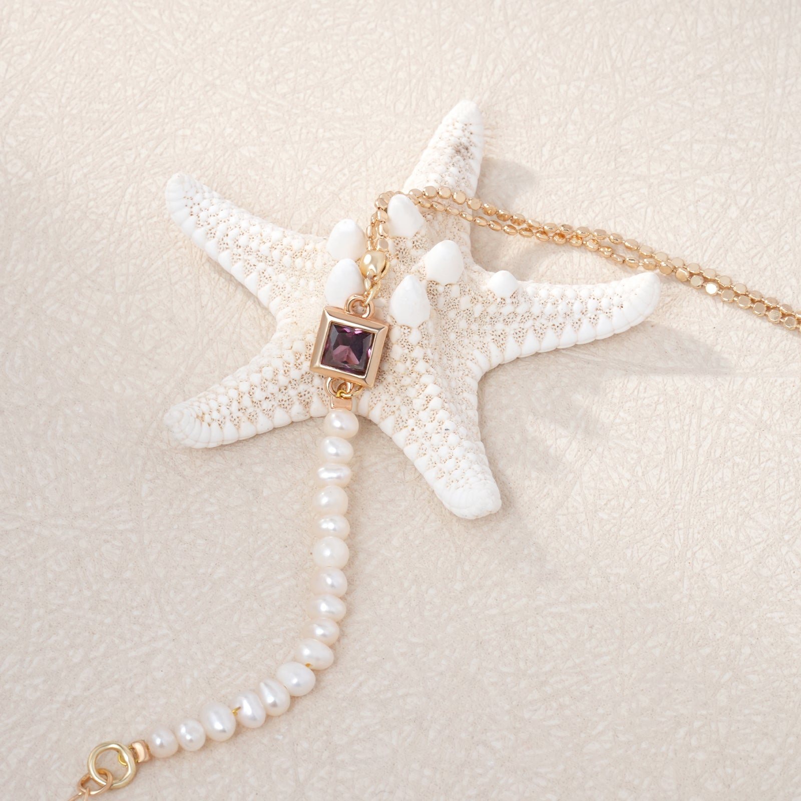 Freshwater Pearl 14K Gold Double Chain Personalized Birthstone Bracelet-VibeCloset