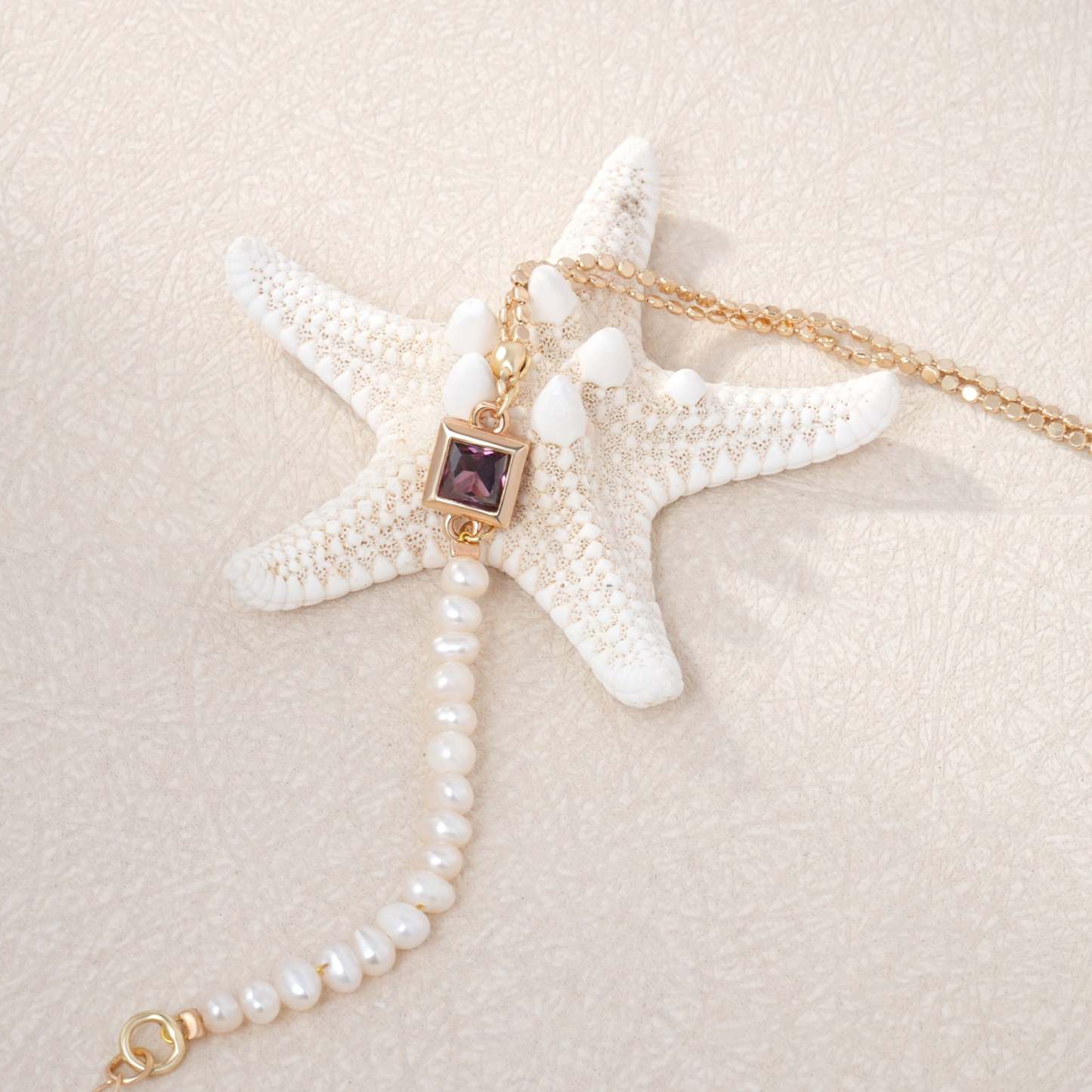 Freshwater Pearl 14K Gold Double Chain Personalized Birthstone Bracelet-VibeCloset