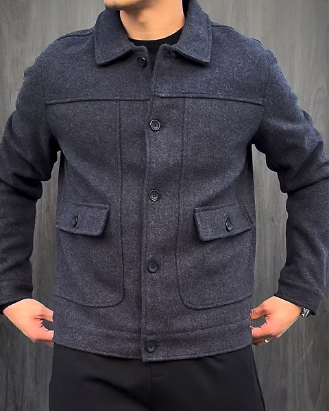 Men's Slim Jacket With Pockets-VibeCloset