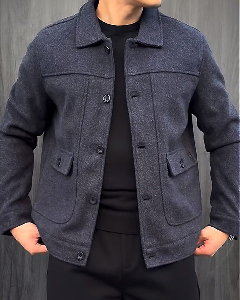 Men's Slim Jacket With Pockets-VibeCloset