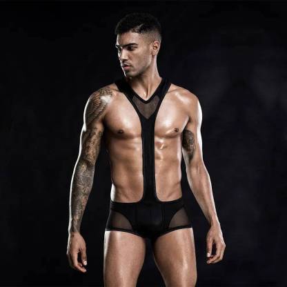 Men's Black See Through Spandex Master Singlet-SexBodyShop