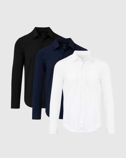 Staple Commuter Long Sleeve Shirt 3-Pack-VibeCloset