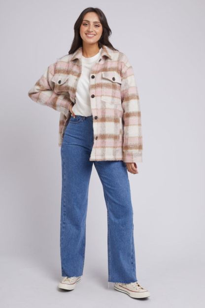 Nina Pink Check Shacket-VibeCloset