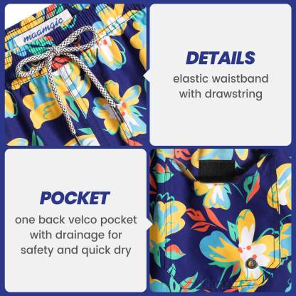 5.5 Inch Inseam Navy Butterfly Flower Swim Trunks-VibeCloset