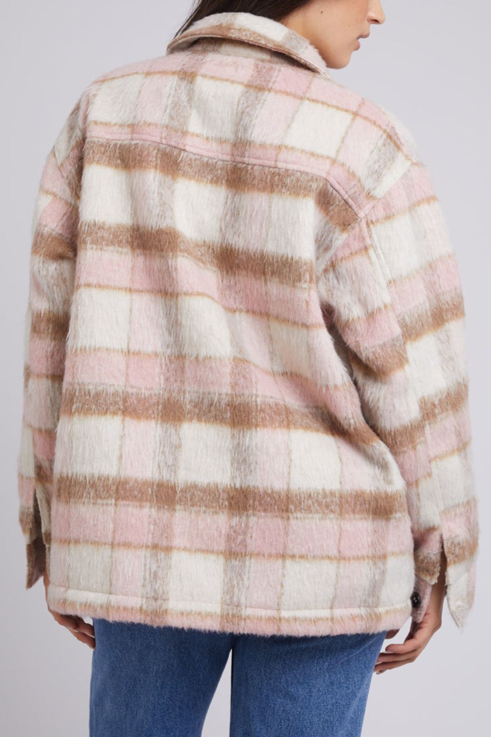 Nina Pink Check Shacket-VibeCloset