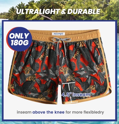 4.5 Inch Inseam Vintage Stretch Leopard Infested Swim Trunks-VibeCloset