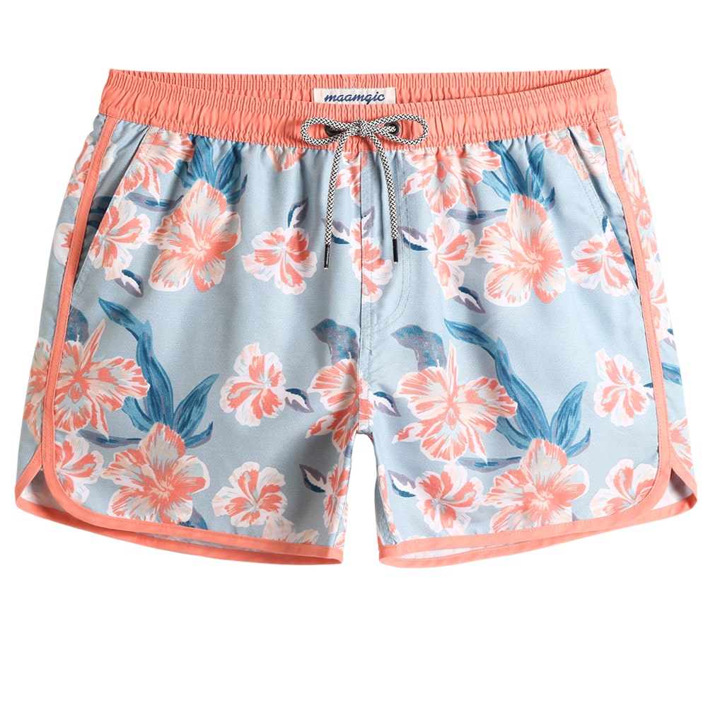4.5 Inch Inseam Vintage Mist Flowers Swim Trunks-VibeCloset