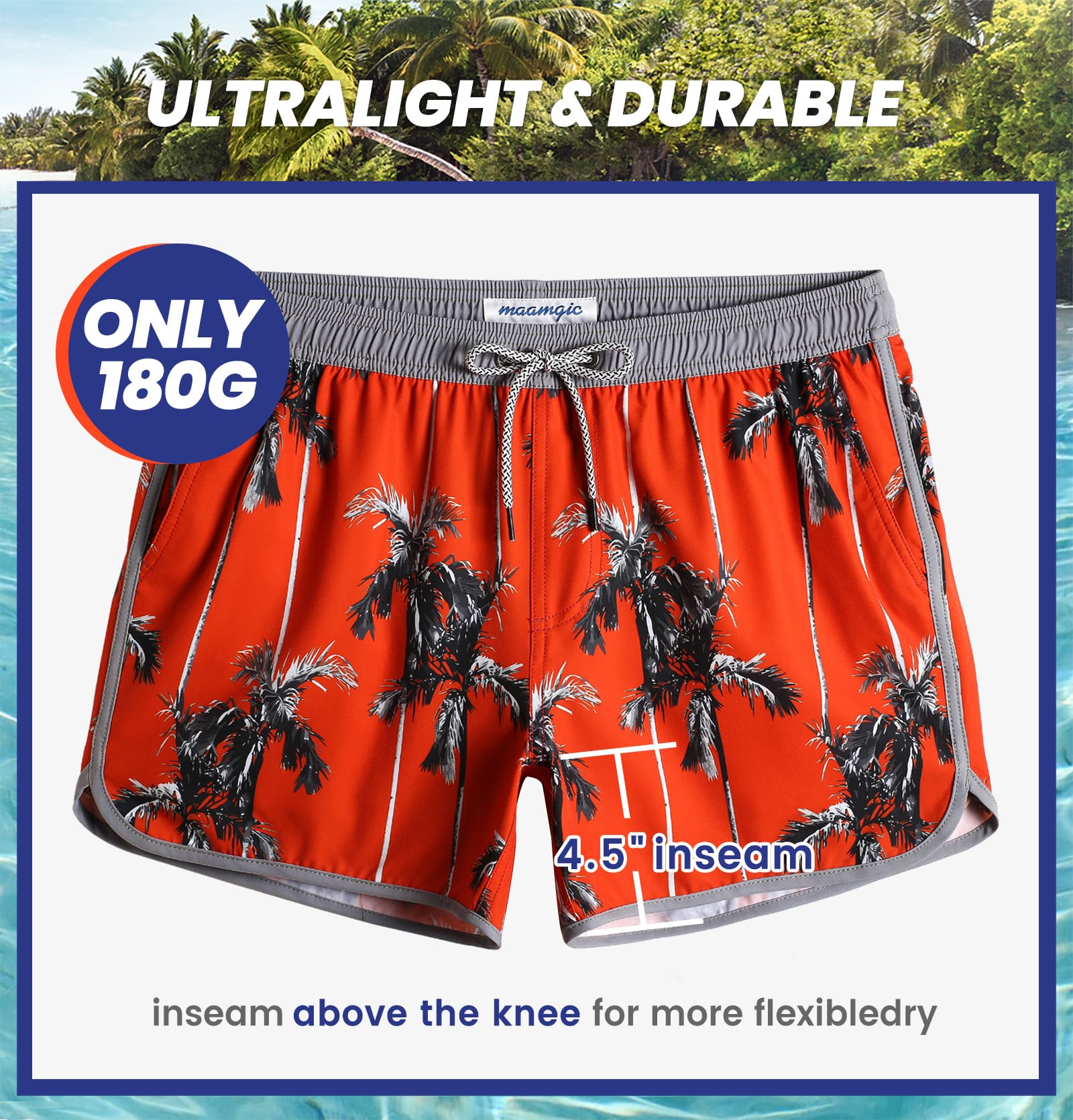 4.5 Inch Inseam Vintage Stretch Coconut Swim Trunks-VibeCloset