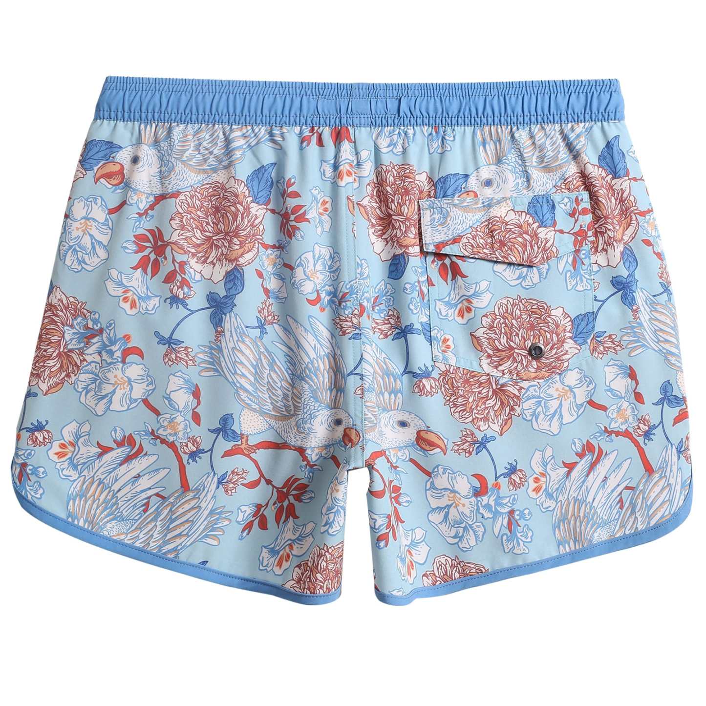 4.5 Inch Inseam Vintage Stretch White Circus Swim Trunks-VibeCloset