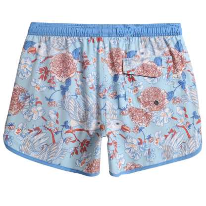 4.5 Inch Inseam Vintage Stretch White Circus Swim Trunks-VibeCloset