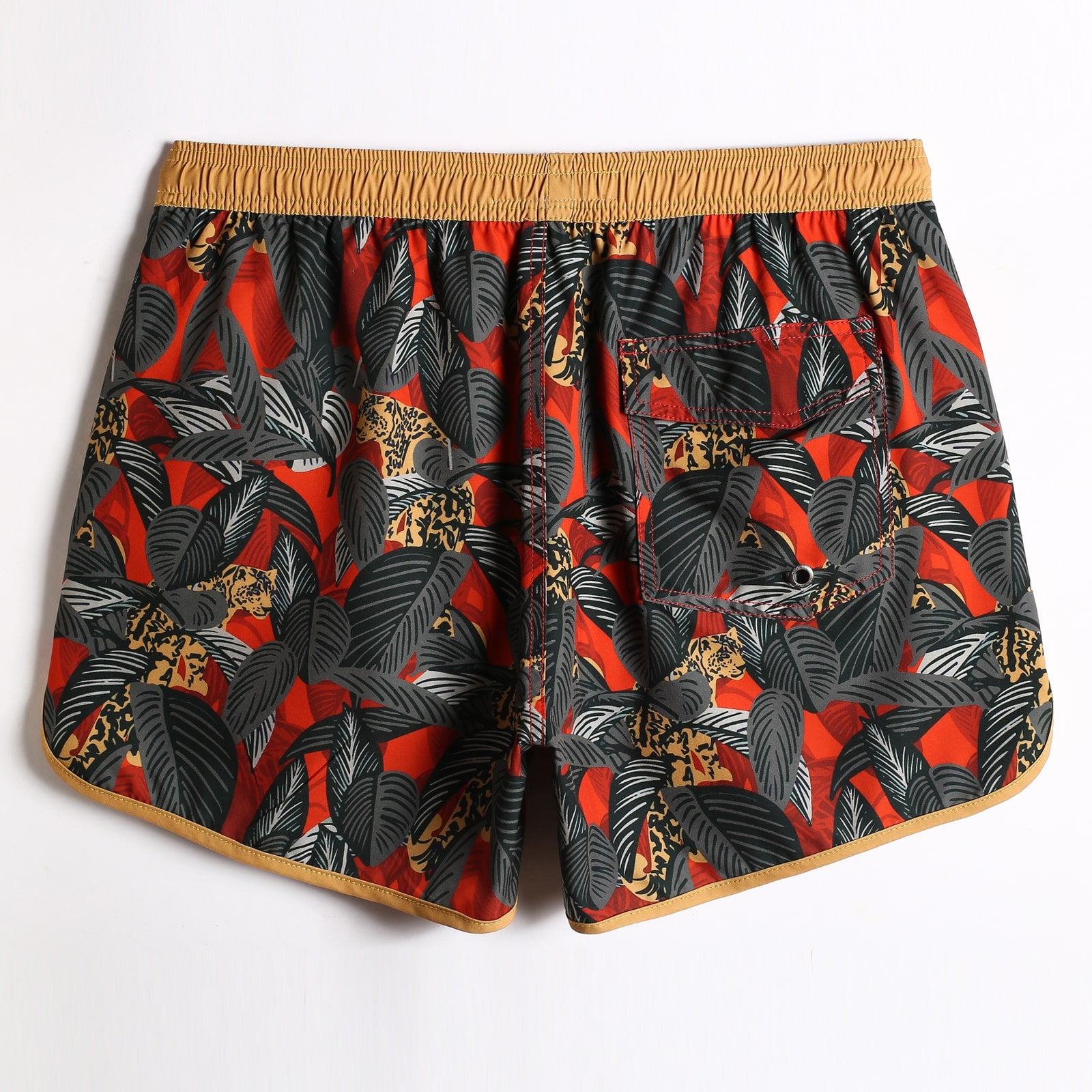 4.5 Inch Inseam Vintage Stretch Leopard Infested Swim Trunks-VibeCloset
