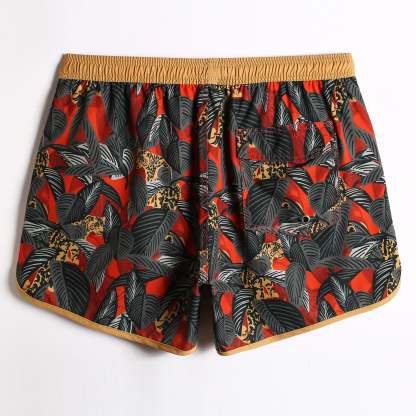 4.5 Inch Inseam Vintage Stretch Leopard Infested Swim Trunks-VibeCloset