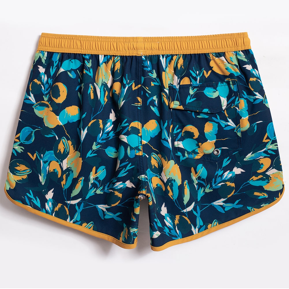 4.5 Inch Inseam Vintage Stretch Navy Bud Swim Trunks-VibeCloset