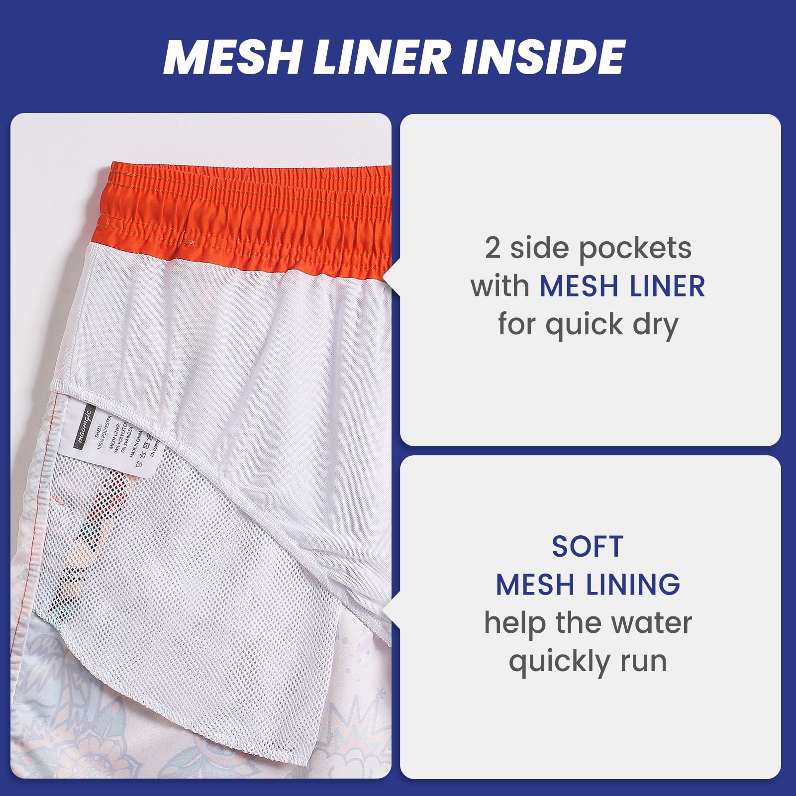 4.5 Inch Inseam Vintage Stretch White Circus Swim Trunks-VibeCloset