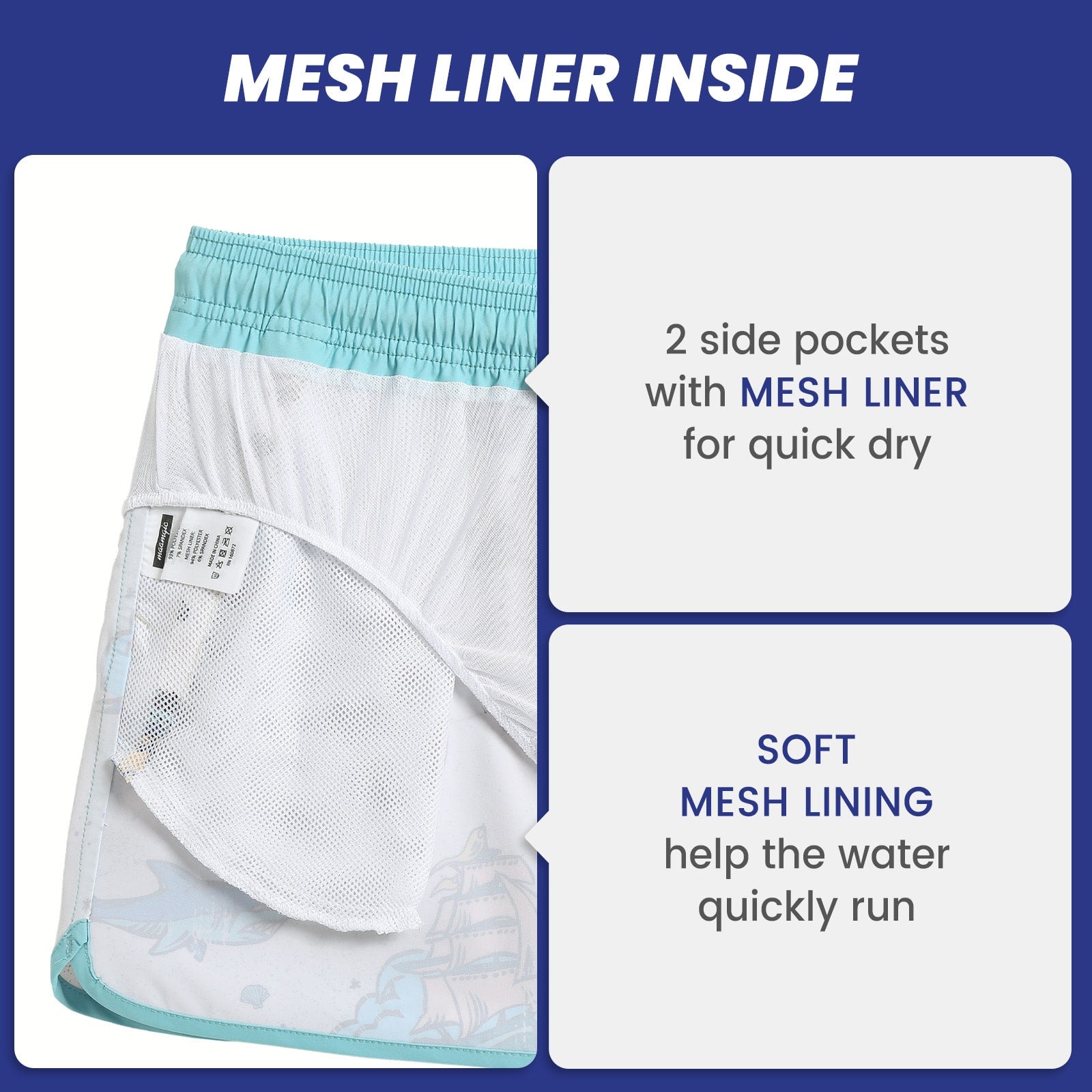 4.5 Inch Inseam Vintage Stretch White Circus Swim Trunks-VibeCloset