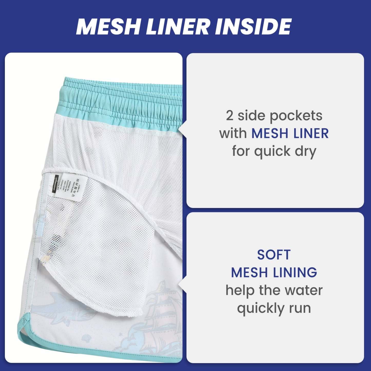 4.5 Inch Inseam Vintage Stretch White Circus Swim Trunks-VibeCloset