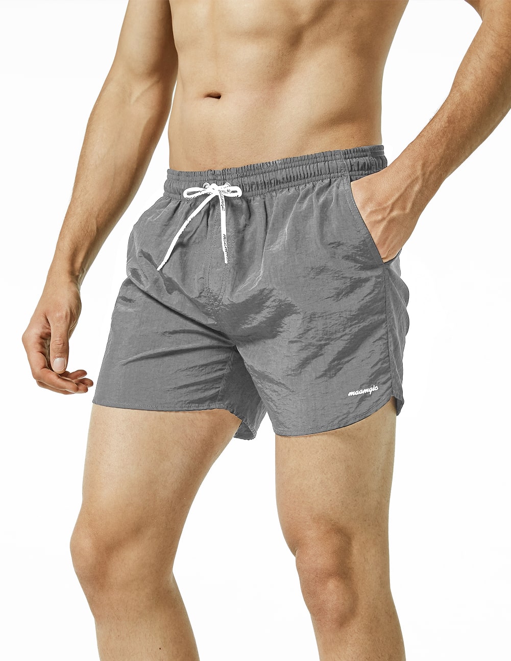 4.5 Inch Solid Nylon Swim Trunks Slim Fit-VibeCloset