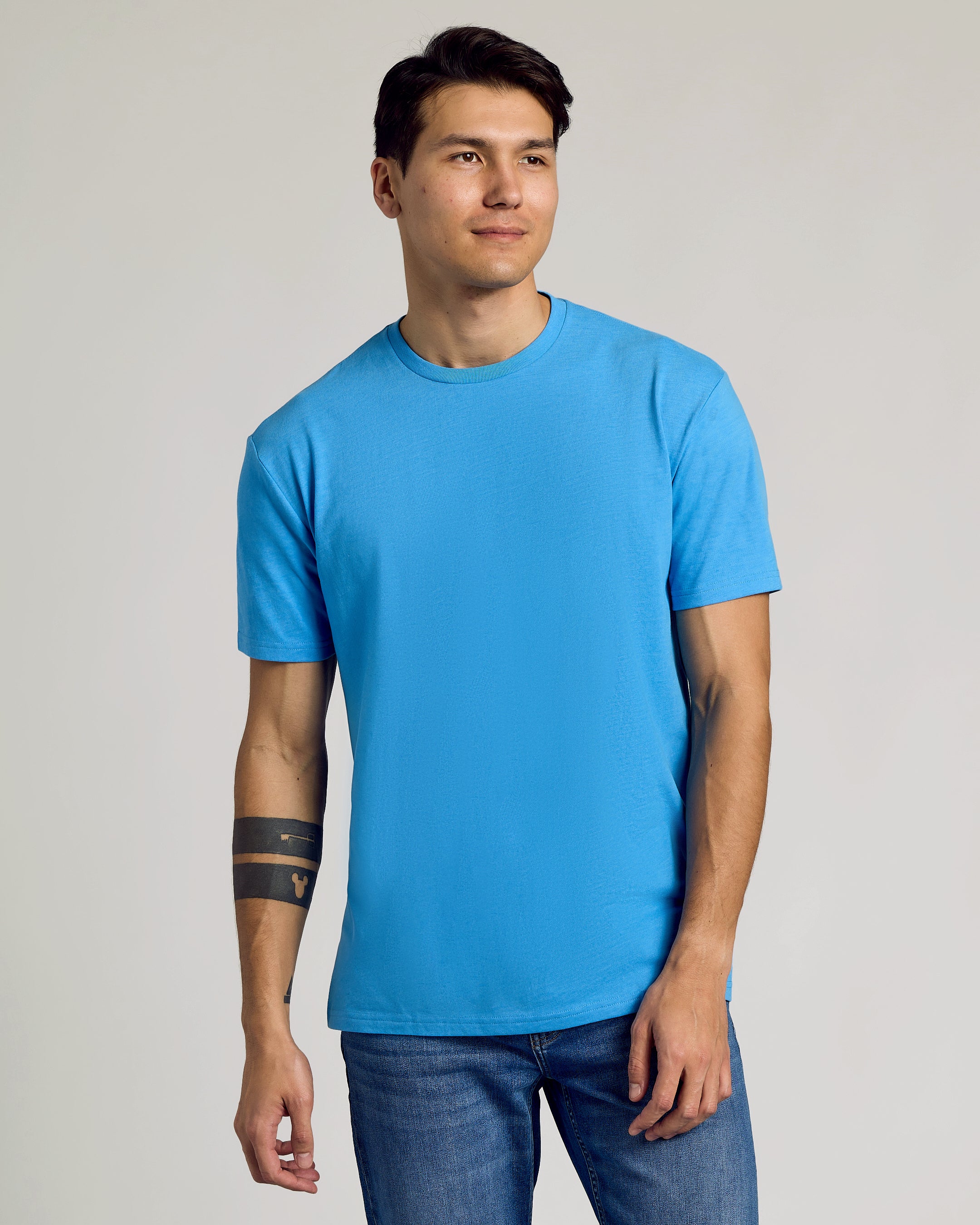Dark Heather Bahama Blue Short Sleeve Crew Neck Tee-VibeCloset