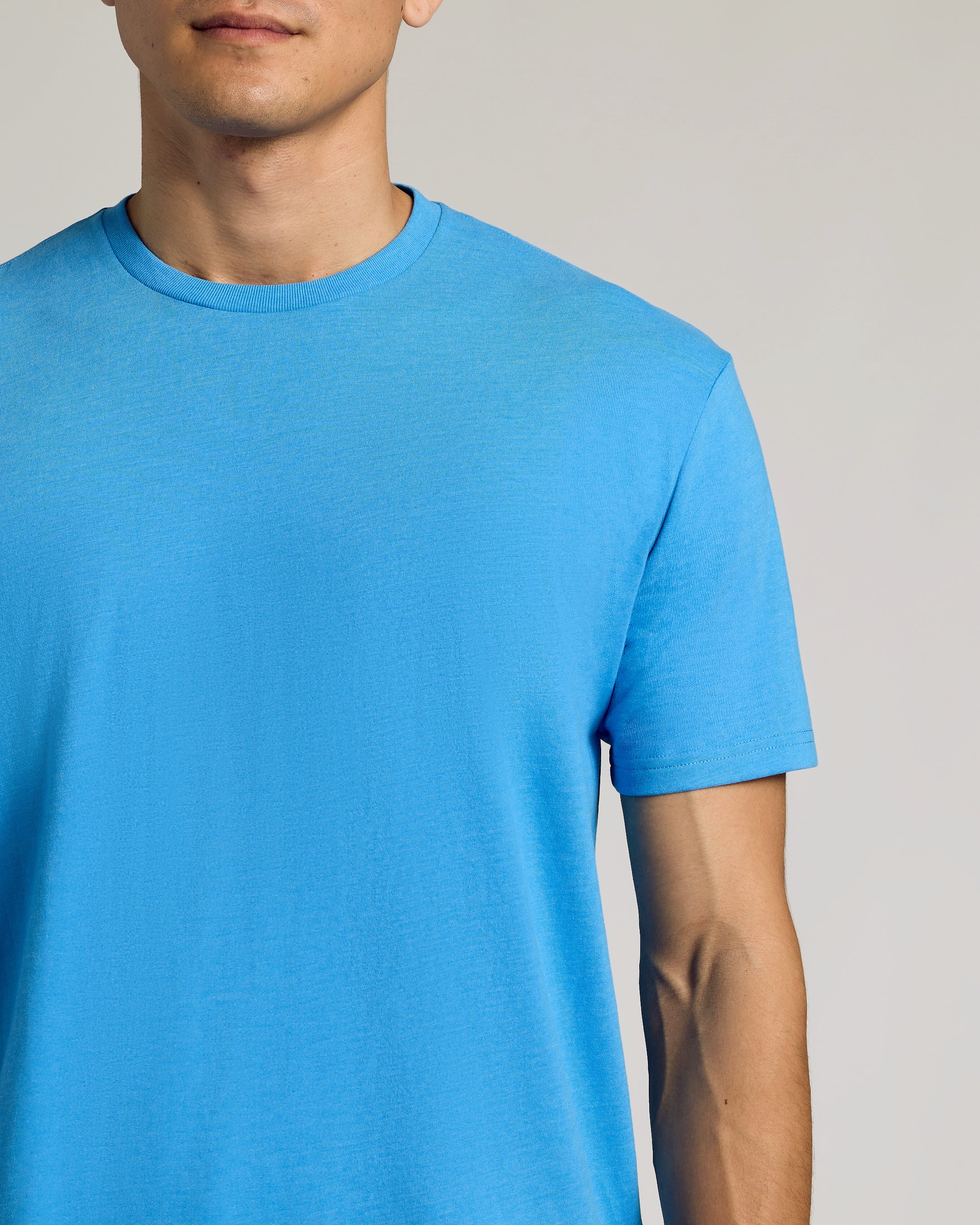 Dark Heather Bahama Blue Short Sleeve Crew Neck Tee-VibeCloset