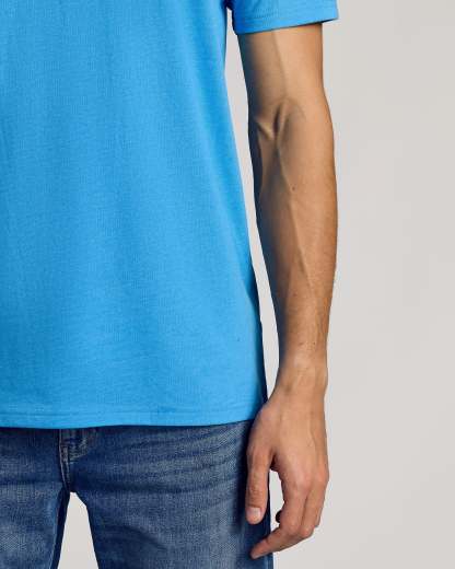 Dark Heather Bahama Blue Short Sleeve Crew Neck Tee-VibeCloset