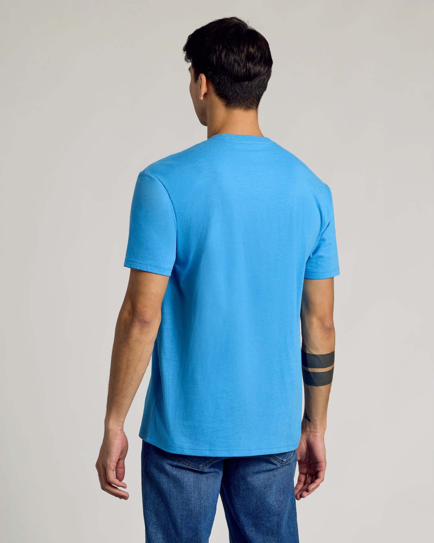 Dark Heather Bahama Blue Short Sleeve Crew Neck Tee-VibeCloset