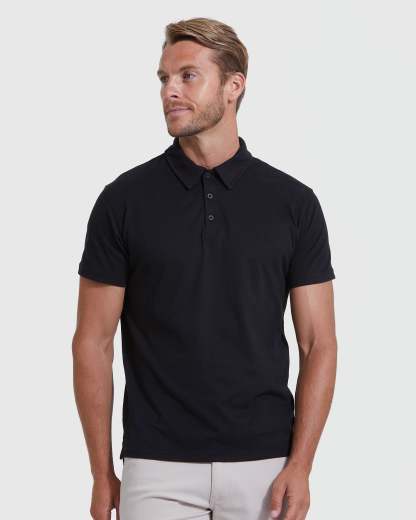 All Black Short Sleeve Polo 3-Pack-VibeCloset