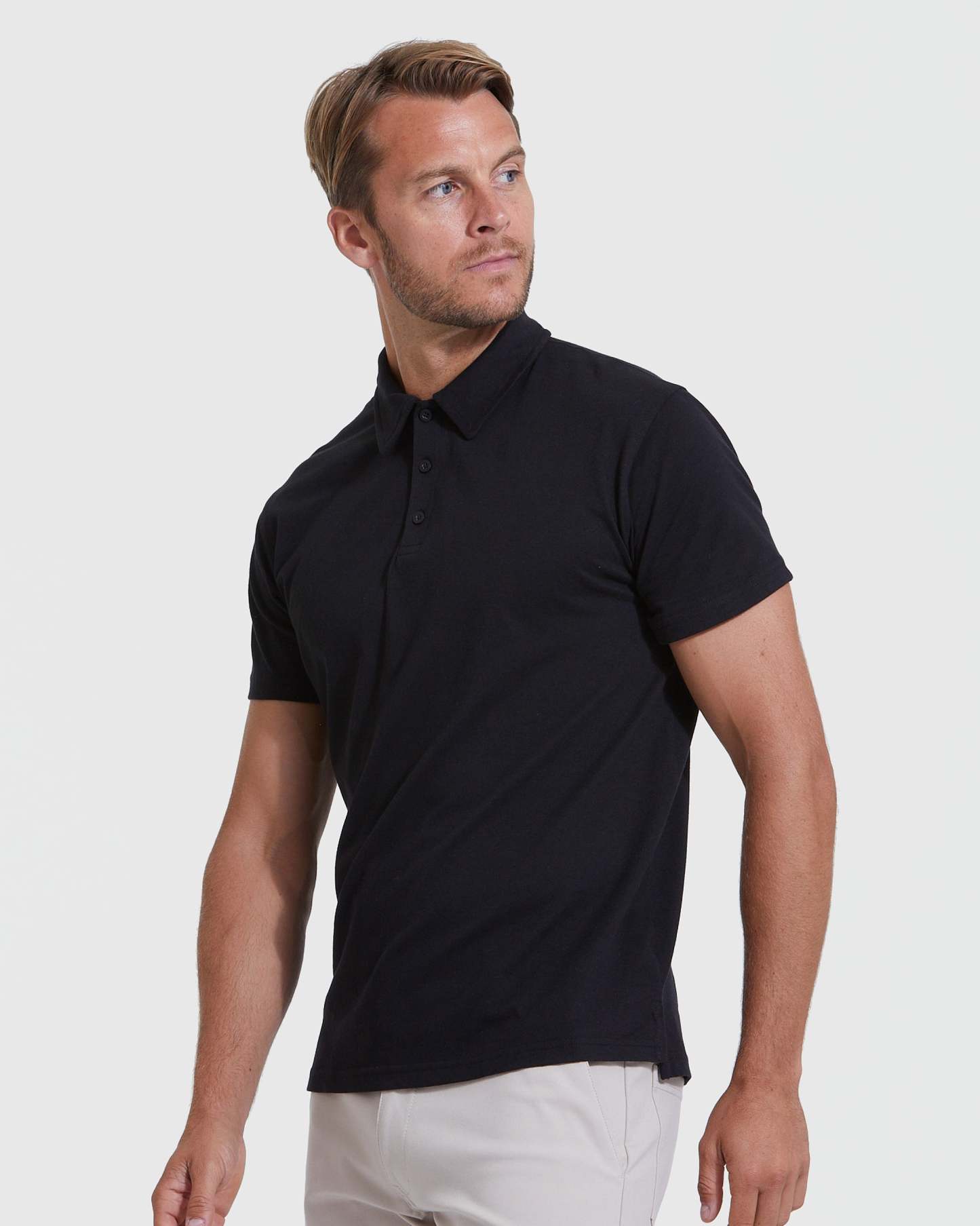 All Black Short Sleeve Polo 3-Pack-VibeCloset