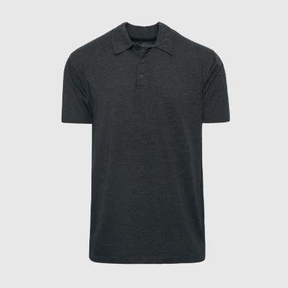 Charcoal Heather Gray Short Sleeve Polo-VibeCloset