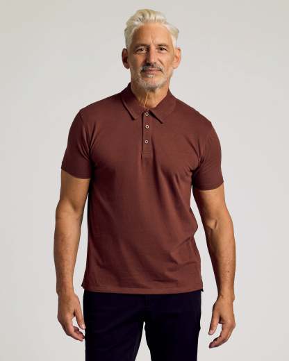 Dark Chocolate Short Sleeve Polo-VibeCloset