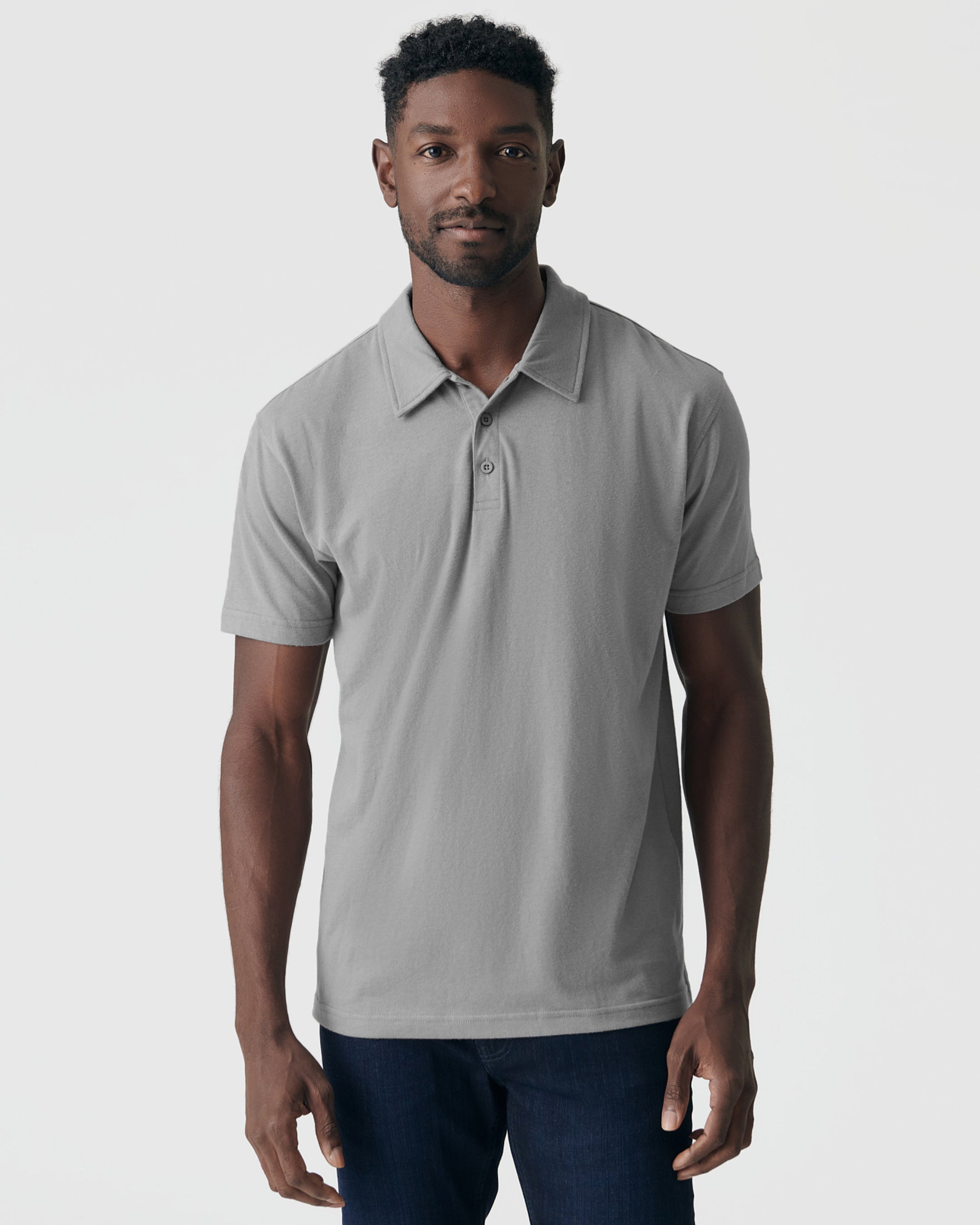 Glacier Gray Short Sleeve Polo-VibeCloset