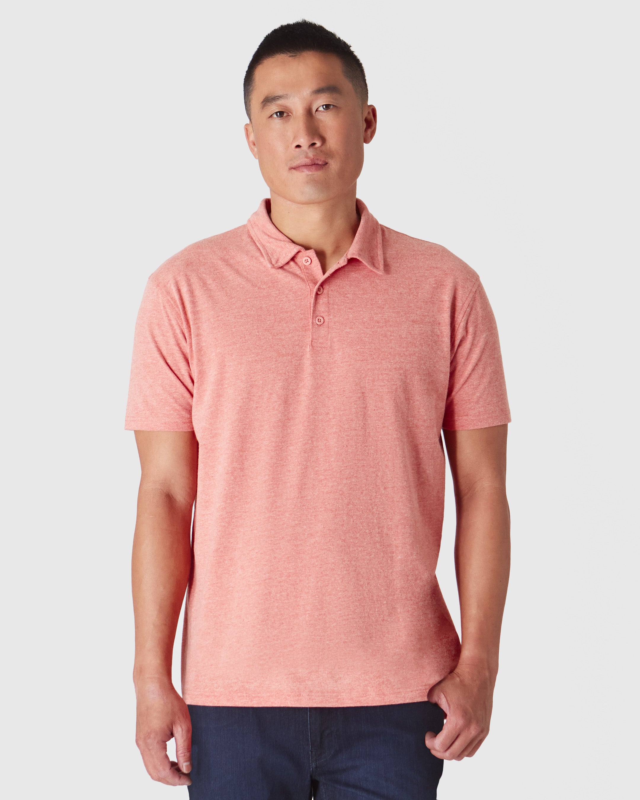 Heather Cayenne Short Sleeve Polo-VibeCloset