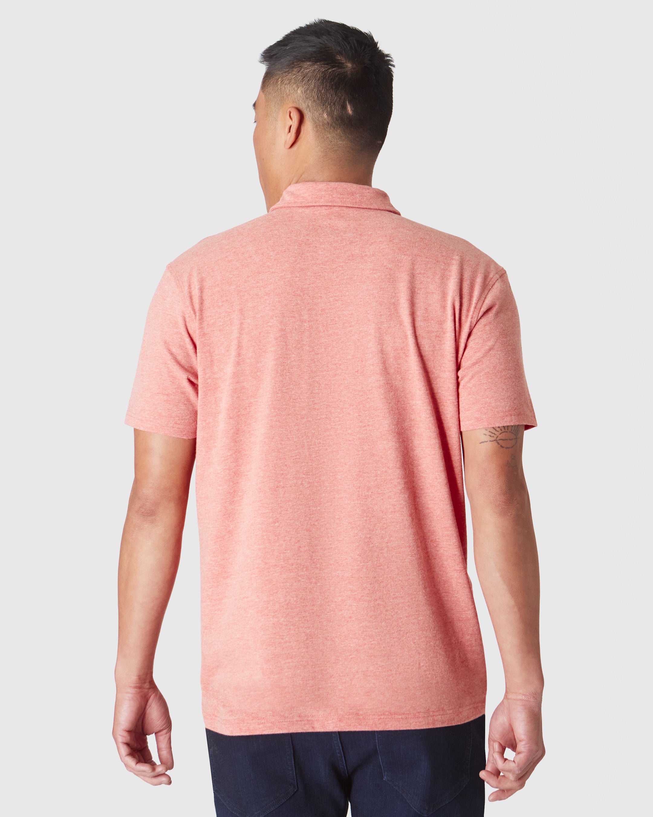 Heather Cayenne Short Sleeve Polo-VibeCloset