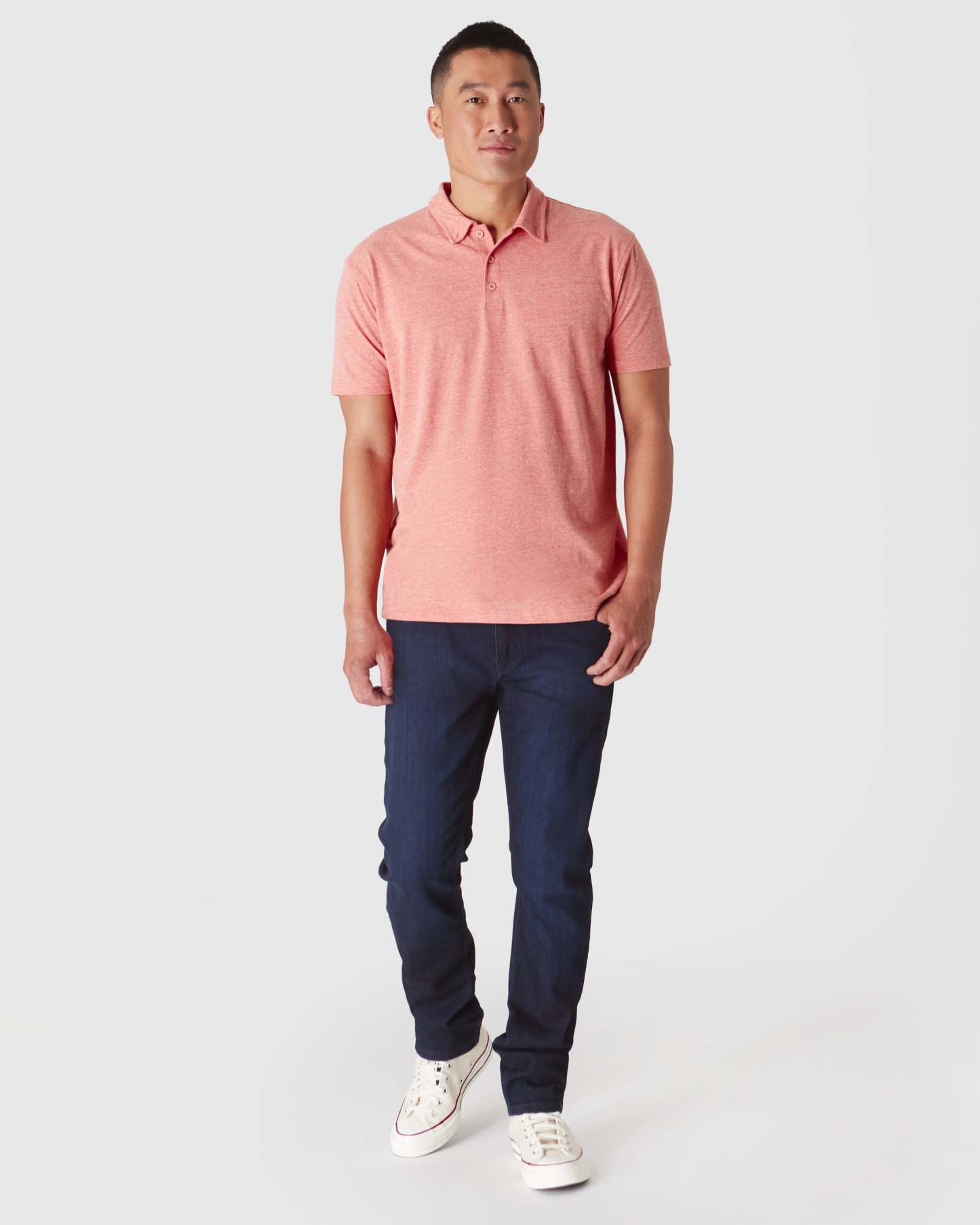 Heather Cayenne Short Sleeve Polo-VibeCloset