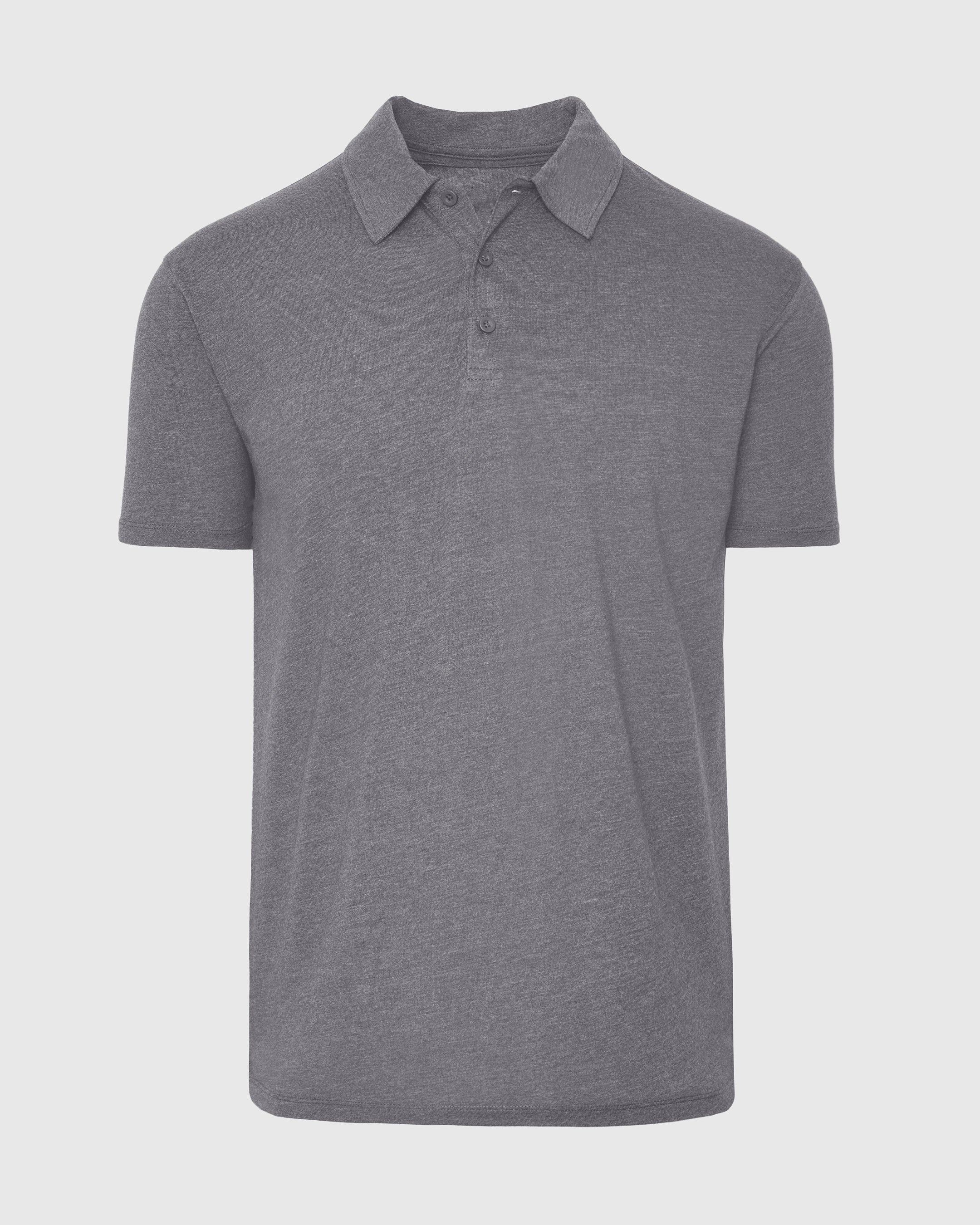 Heather Graphite Short Sleeve Polo-VibeCloset