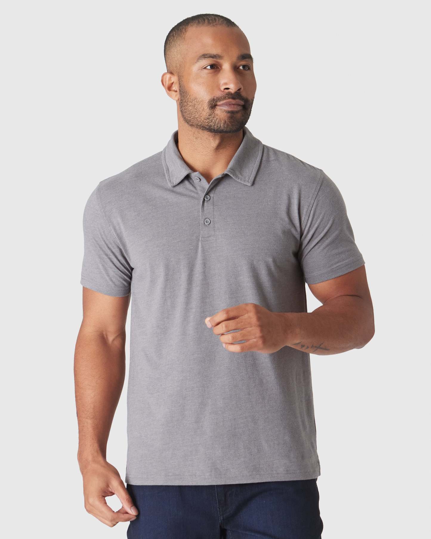 Heather Graphite Short Sleeve Polo-VibeCloset