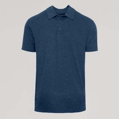 Heather Navy Short Sleeve Polo-VibeCloset