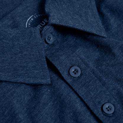 Heather Navy Short Sleeve Polo-VibeCloset