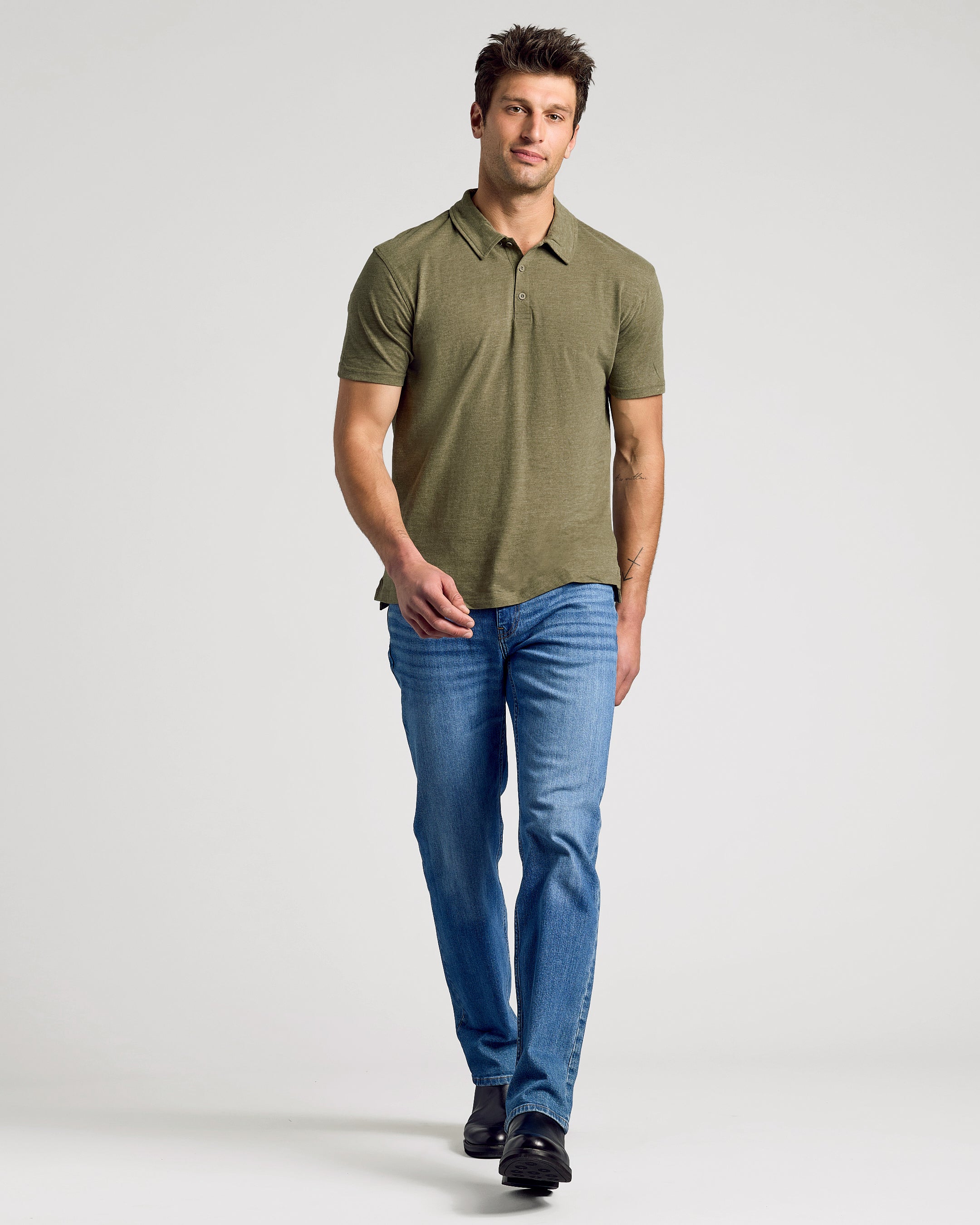 Heather Military Green Short Sleeve polo-VibeCloset