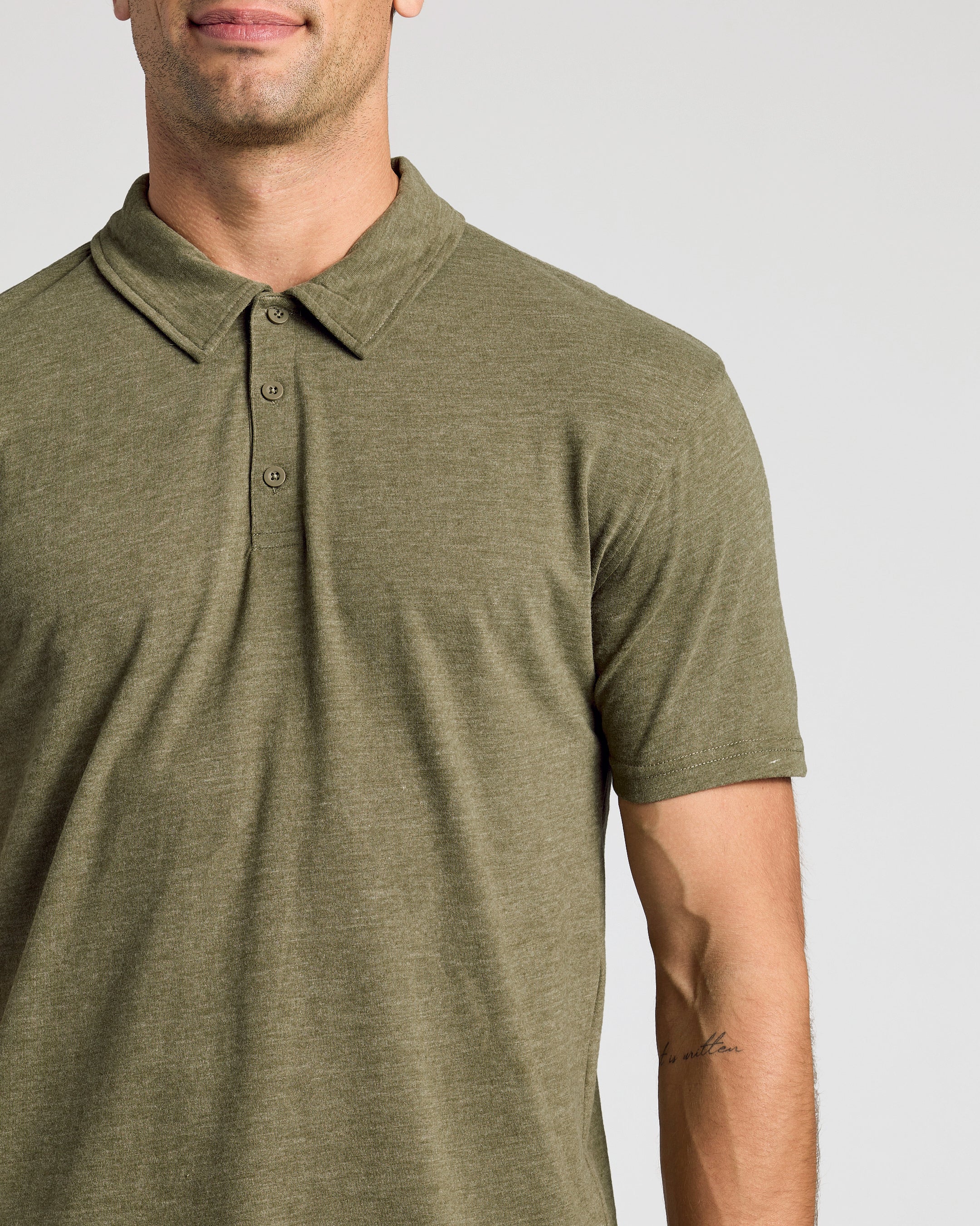 Heather Military Green Short Sleeve polo-VibeCloset