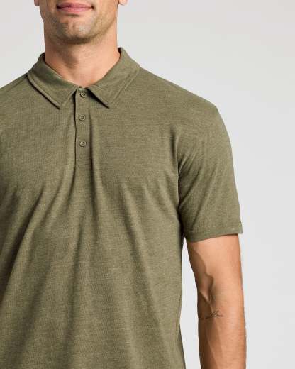 Heather Military Green Short Sleeve polo-VibeCloset