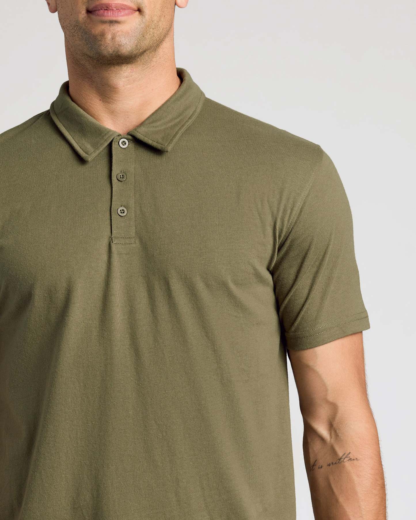 Military Green Short Sleeve Polo-VibeCloset