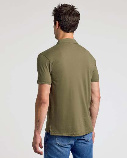 Military Green Short Sleeve Polo-VibeCloset